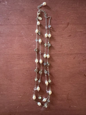 Collar de gemas de doble hilo con placa de plata de ley Premier Designs Foto 1 de 2