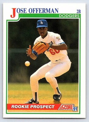 1991 Score #343 Jose Offerman Los Angeles Dodgers - Image 1 of 2