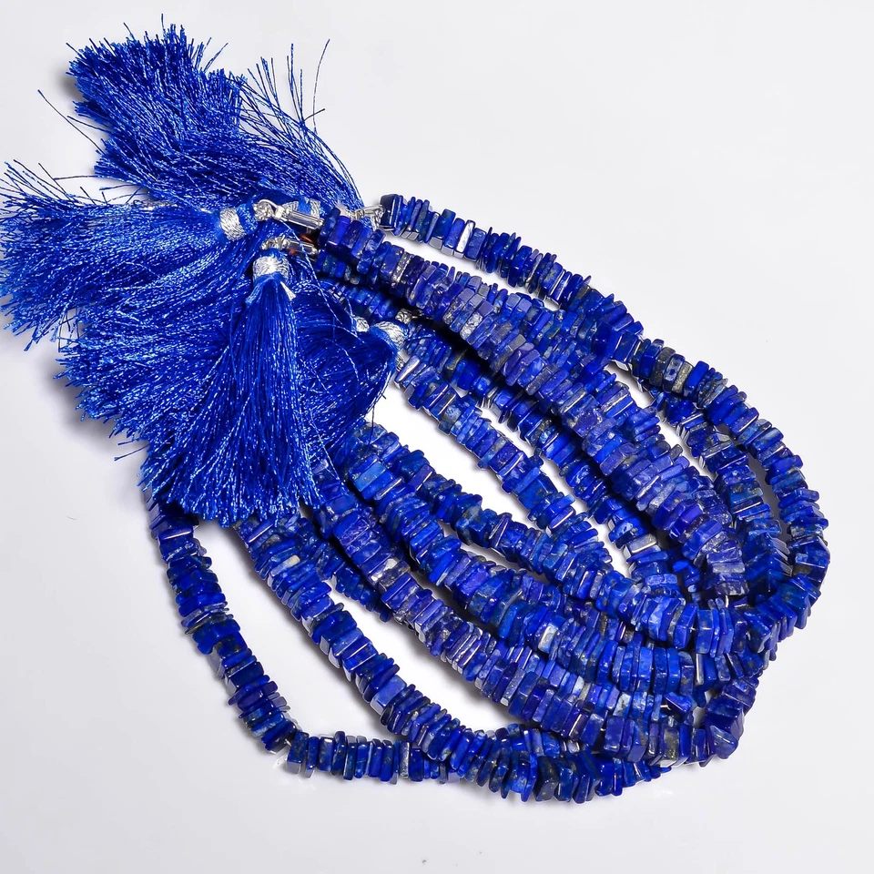 Natural Lapis Lazuli Gemstone Square Shape Smooth Beads 5-6 mm Strand 8" UGB-474 - Image 1 of 3