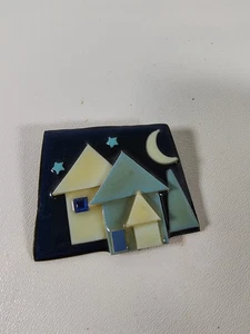 Lucinda Vintage Haus Anstecknadel Brosche türkis blau Sterne Mond - Bild 1 von 3