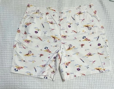 Land's End Men's Beach Umbrella Print Swim Trunks Lined Drawstring Size 16 Large - Image 1 of 4