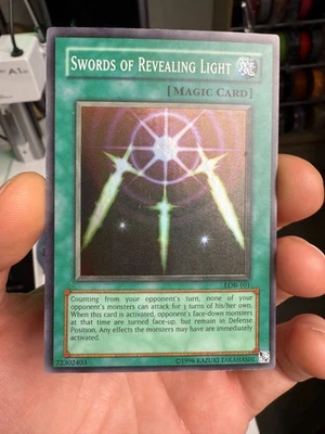 Swords of Revealing LOB-101 Unlimited Super Rare Holo Vintage YuGiOh Card LP - Image 1 of 4