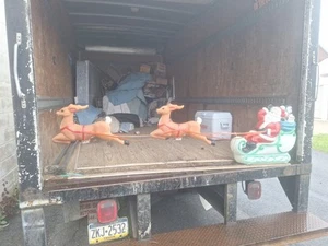 Vintage 1970s Blow Mold Santa And 2 Reindeer - Picture 1 of 10