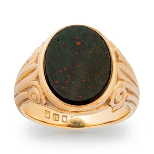 Antiguo anillo de sello de piedra de sangre de oro amarillo de 18 quilates - Imagen 1 de 5
