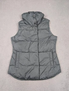 Athleta Downtown Vest Womens Medium Gray Puffer Down Insulated Zipper Pockets - Picture 1 of 14