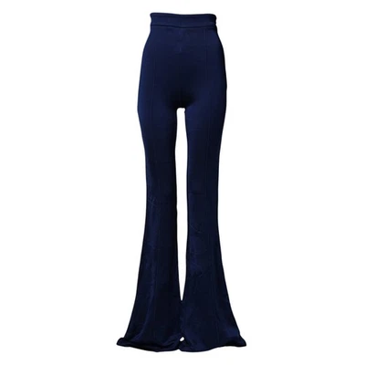 ELISABETTA FRANCHI Pants Navy Blue HighWaist Flare Leg Trouser IT40/US6/S 430usd - Image 1 of 4