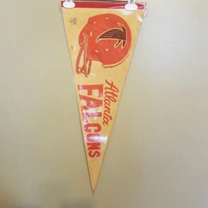 ATLANTA FALCONS 2 BAR HELMET VINTAGE FELT PENNANT FOOTBALL 12X30 RED HELMET - Picture 1 of 3