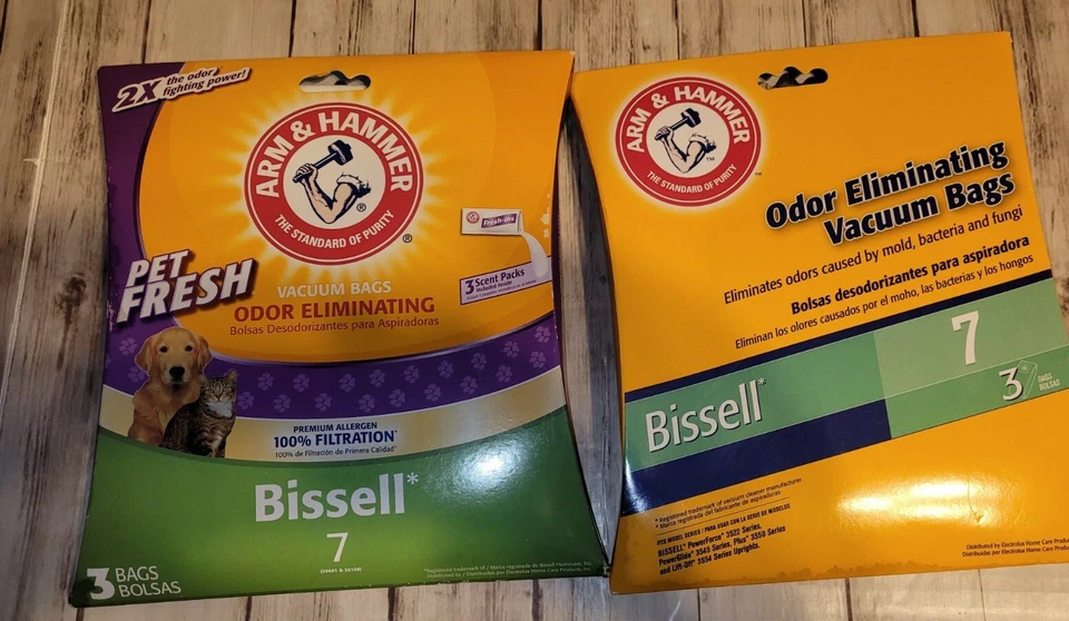 2 packs of NEW Arm & Hammer Bissell 7 Odor Eliminating Vacuum Bags 3 per Pack  - Image 1 of 1