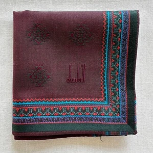 Dunhill Handkerchief Vtg Dark Purple Cotton Geometric Woven Pocket Square 19" - Picture 1 of 5