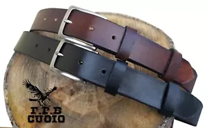 CINTURA IN CUOIO UOMO ARTIGIANALE ALTA QUALITA' CUOIO ITALIANO - Foto 1 di 1