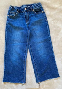 Girls Wide Leg Adjustable Waist Stretch Denim Jeans Raw Hem Cat & Jack Pant SZ 8 - Picture 1 of 5
