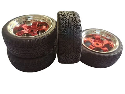 4pcs Rubber Tires Tyre Wheel 12mm Hub For 1/10 RC On-road Touring Racing Car - Image 1 of 4