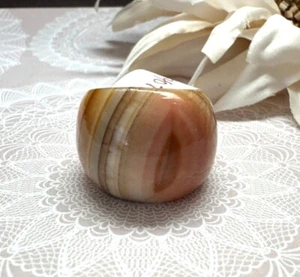 Polished Natural Stone Dome Ring Size 7 Agate Carnelian Onyx - Picture 1 of 8