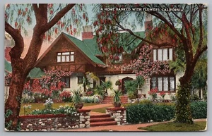 A HOME BANKED WITH FLOWERS CALIFORNIA CA Home postcard C8 - Picture 1 of 2