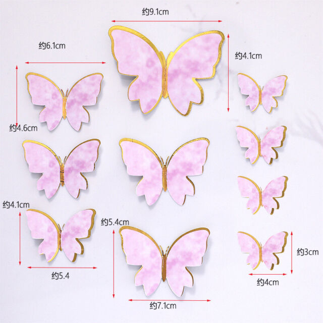 10 pçs borboleta decorações do bolo roxo rosa borboletas sobremesa