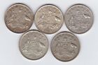 Five 1942D/1943D/1944S/1946 & 1960 Australia Sixpence Coins Very Fine Condition