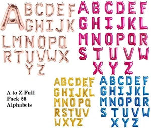 16 inch Alphabet A-Z Letter Number Small Foil Balloons NAME PARTY WEDDING - Picture 1 of 2