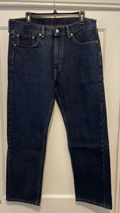 Pantalones de mezclilla para hombre Levis 505 azul lavado oscuro 36x30 pierna recta rojo pestaña 2 - Imagen 1 de 15