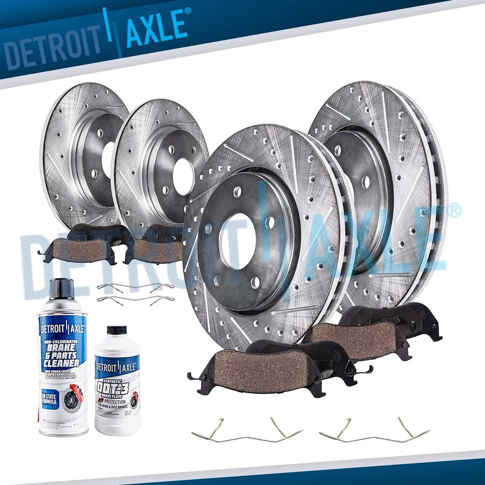 Front & Rear DRILLED Rotors + Ceramic Brake Pads for 2001-2006 Volvo S60 XC70 - Image 1 of 4
