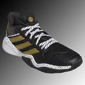 adidas James Harden Stepback Basketball Black White/ Gold Shoes Men 7/ Women 8