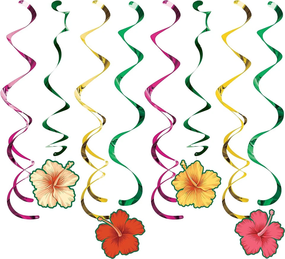 Tropical Flowers Floral Beach Summer Luau Theme Party Decoration Dizzy Danglers - Image 1 of 1