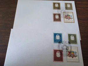 Latvia 1991 Flag and National Emblem FDC Covers TWO - Picture 1 of 1
