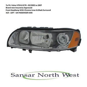 For Volvo V70 XC70 Passenger Front Headlamp Headlight N/S LEFT BLACK 05>07 - Picture 1 of 3