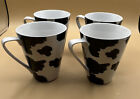 222 Fifth Nick & Nora Home Blk&Wht Cowide Porcelain Coffee Mug 16 Oz Set Of (4)