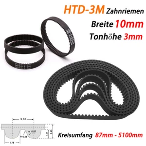 HTD 3M Gummi Zahnriemen 87-5100mm, 29-1400 Zähne, 10mm Breite für CNC,3D-Drucker - Picture 1 of 12