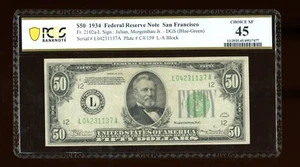 DBR 1934 $50 DGS FRN San Francisco Fr. 2102-Ldgs PCGS-B 45 Serial L04231137A - Picture 1 of 2
