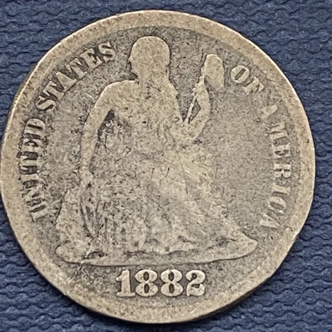 1882 Sested Liberty Dime 10c Circulated #54652 Cover