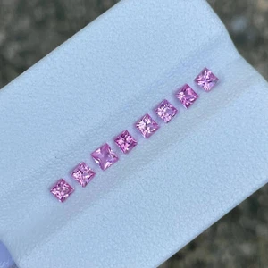 1.01 carats 8 Piece Pink Spinel Gems Lot Princess Cut from Tajikistan - Picture 1 of 4