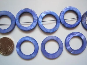 Perlas concha natural aro 25 mm X 4 UNIDADES morado abalorios - Photo 1/2