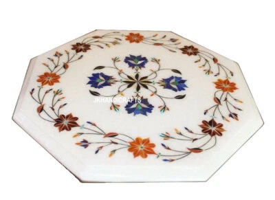 Antique Multi Floral Design Marble Console Table Top Interior Home Decor 2'x2' - Image 1 of 4