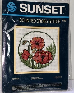 De Colección Paquete Sellado Puesta de Sol Punto de Cruz Kit Amapolas #929 Diseñadora Barbara Finwall - Imagen 1 de 8
