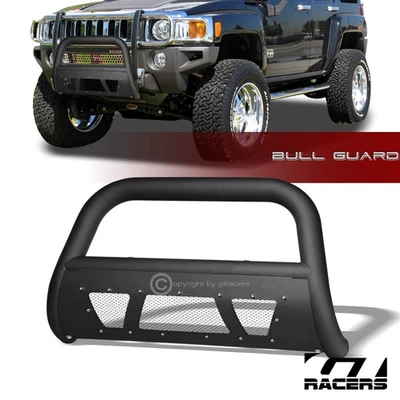 For 2006-2010 Hummer H3 Matte Black Studded Mesh Bull Bar Brush Bumper Guard - Image 1 of 3