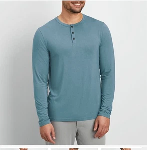 Camisa Duluth Dang Suave Dormir 3XL Azul Henley Pullover Capa Base Grande Alta Nueva - Imagen 1 de 9