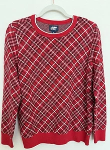Suéter Lands End para mujer elevado jacquard rojo sesgado tartán talla M mezcla de algodón - Imagen 1 de 15