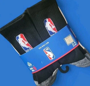 NBA Logoman Long Crew Men's Basketball Socks Black Gray White (Sizes 6-12) 6prs - Picture 1 of 6