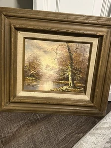 QUADRO PAESAGGIO ALBERO TELA OLIO 16x18 BARRY ORIGINALE - Foto 1 di 10