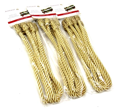 3 packs Ashland Christmas Gold Wired Trim Ties for Garland Wreath + 12 pcs - Image 1 of 4