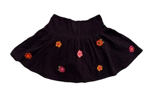 Gymboree Skort Girls Size 7 Black Corduroy Flower Appliqué - Picture 1 of 4