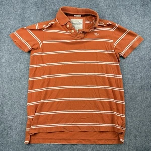 Abercrombie & Fitch Men’s XXL Polo Shirt Orange Striped Muscle Cotton Y2K Preppy - Picture 1 of 15