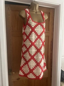Ladies Crotchet Above Knee Dress Ivory Mix BNWT Size S - Picture 1 of 5
