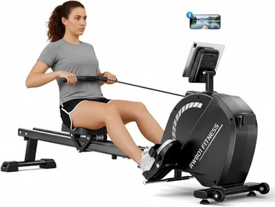Rowing Machine 16-Level Quiet Resistance Bluetooth LCD Dual Rail 350LB - Image 1 of 4