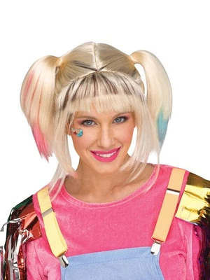 Pigtails Bangs Roller Derby Quinn Costume Halloween Wig, Blonde Multi, One-Size - Image 1 of 2