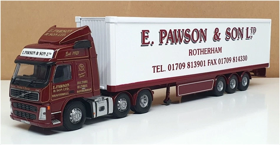 Corgi 1/50 Scale CC13506 Volvo FM Box Trailer E. Pawson & Son Ltd - Maroon/White - Image 1 of 4
