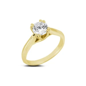 1/3ct H VS2 Round Natural Certified Diamond 18k Gold Solitaire Engagement Ring - Picture 1 of 3
