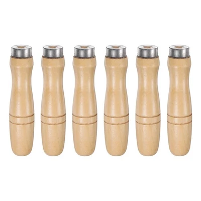 6pcs Wooden File Handle 4.72" 8.5mm Round Hole Handles with Collar for 12" Files - image 1 of 4
