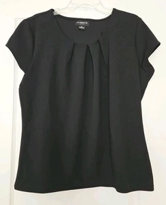 Liz Claiborne Career Textured Tee Black Short Sleeve Top Size XL NWT NB2012 - Picture 1 of 10